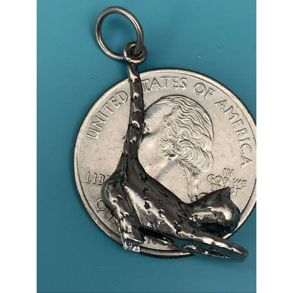 Cat with Tail Straight Up Sterling Silver Jewelry Charm #cat scratching #pet